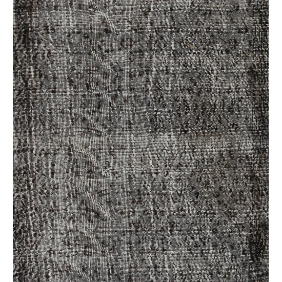 Mid-20th Century Hand-Knotted Central Anatolian Accent Rug Overdyed in Gray Color. 3.9 x 6.2 Ft (118 x 186 cm)
