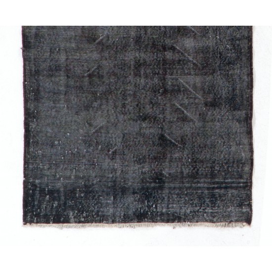 Mid-20th Century Hand-Knotted Central Anatolian Accent Rug Overdyed in Gray Color. 4 x 6.7 Ft (119 x 204 cm)