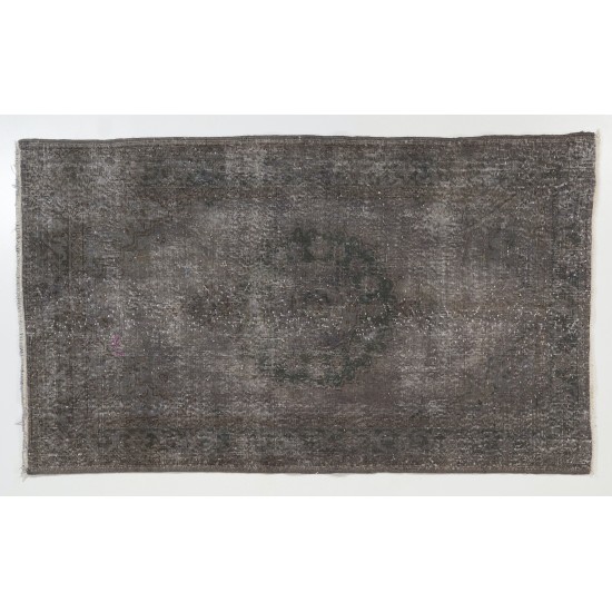 Mid-20th Century Handmade Central Anatolian Accent Rug Overdyed in Gray Color. 4 x 6.7 Ft (120 x 202 cm)