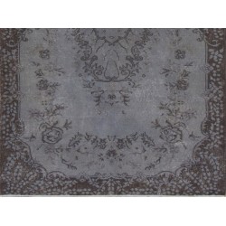 Gray Over-Dyed Rug for Contemporary Interiors. Hand-Knotted Vintage Turkish Carpet. 4 x 6.9 Ft (120 x 209 cm)