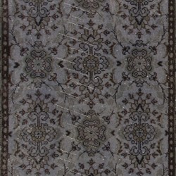 Mid-20th Century Handmade Central Anatolian Accent Rug Overdyed in Gray Color. 4 x 6.9 Ft (120 x 210 cm)
