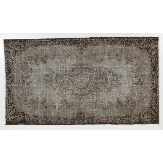 Mid-20th Century Handmade Central Anatolian Accent Rug Overdyed in Gray Color. 4 x 7 Ft (120 x 211 cm)