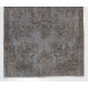 Traditional Handmade Vintage Turkish Accent Rug Overdyed in Gray Color. 4 x 7 Ft (120 x 216 cm)