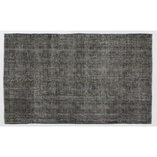Traditional Handmade Vintage Turkish Accent Rug Overdyed in Gray Color. 4 x 6.6 Ft (122 x 200 cm)