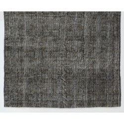 Traditional Handmade Vintage Turkish Accent Rug Overdyed in Gray Color. 4 x 6.6 Ft (122 x 200 cm)