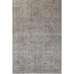 Gray Over-Dyed Rug for Contemporary Interiors. Hand-Knotted Vintage Turkish Carpet. 4.8 x 9.3 Ft (146 x 282 cm)