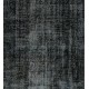 Black Over-Dyed Vintage Handmade Central Anatolian Runner Rug. 5 x 12.2 Ft (150 x 370 cm)