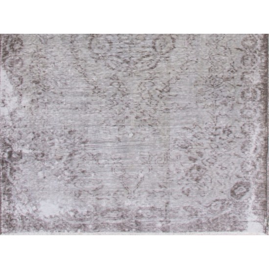 Gray Over-Dyed Rug for Modern Interiors. Handmade Vintage Turkish Carpet. 5 x 8.6 Ft (153 x 260 cm)
