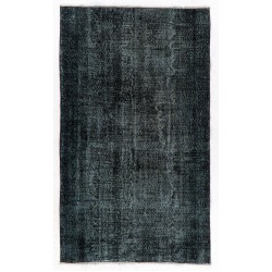 Authentic Handmade Vintage Turkish Rug Overdyed in Gray Color. 5.2 x 8.7 Ft (156 x 264 cm)
