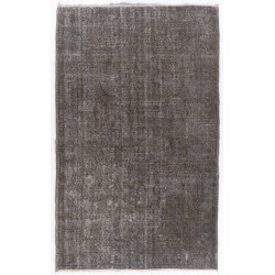Mid-20th Century Handmade Central Anatolian Rug Overdyed in Gray Color. 5.3 x 8.6 Ft (160 x 260 cm)