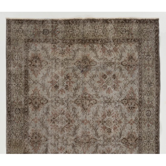 Mid-20th Century Handmade Central Anatolian Rug Overdyed in Gray Color. 5.3 x 9.2 Ft (161 x 280 cm)