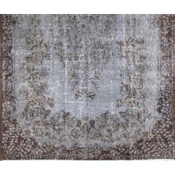 Gray Over-Dyed Rug for Modern Interiors. Handmade Vintage Turkish Carpet. 5.4 x 9 Ft (162 x 274 cm)