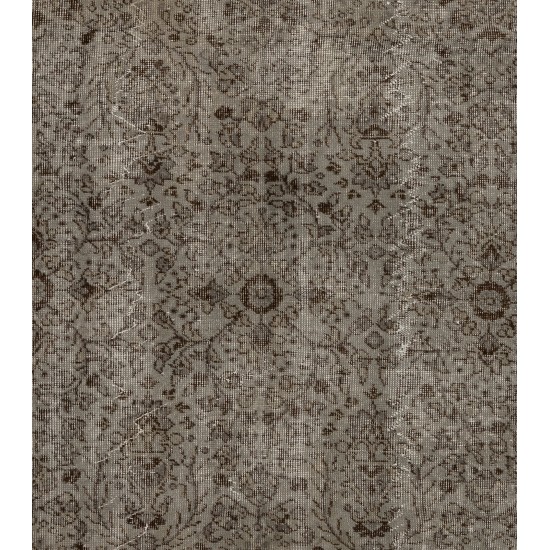 Gray Over-Dyed Rug for Modern Interiors. Handmade Vintage Turkish Carpet. 5.4 x 8.8 Ft (163 x 268 cm)