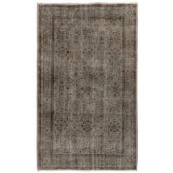 Gray Over-Dyed Rug for Modern Interiors. Handmade Vintage Turkish Carpet. 5.4 x 8.8 Ft (163 x 268 cm)