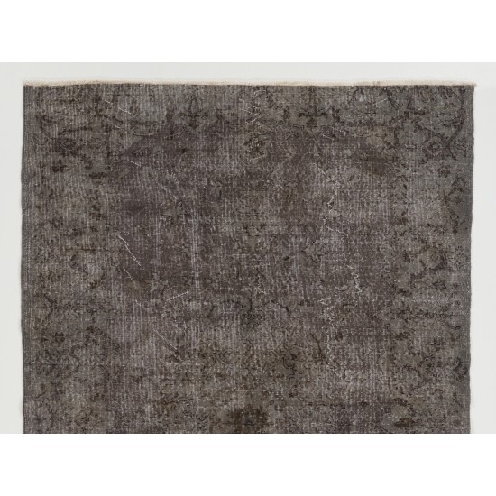 Gray Over-Dyed Rug for Modern Interiors. Handmade Vintage Turkish Carpet. 5.4 x 8.4 Ft (164 x 256 cm)