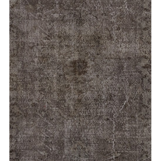 Gray Over-Dyed Rug for Modern Interiors. Handmade Vintage Turkish Carpet. 5.4 x 8.4 Ft (164 x 256 cm)