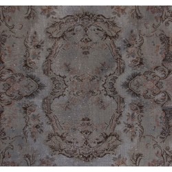 Gray Over-Dyed Rug for Modern Interiors. Handmade Vintage Turkish Carpet. 5.4 x 8.5 Ft (164 x 259 cm)