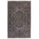 Gray Over-Dyed Rug for Modern Interiors. Handmade Vintage Turkish Carpet. 5.4 x 8.5 Ft (164 x 259 cm)