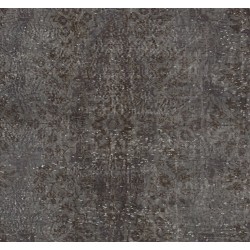 Gray Over-Dyed Rug for Modern Interiors. Handmade Vintage Turkish Carpet. 5.4 x 10 Ft (164 x 302 cm)