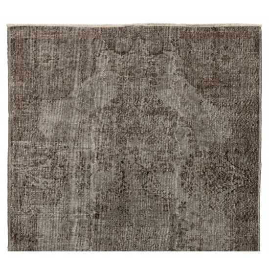 Gray Over-Dyed Rug for Modern Interiors. Handmade Vintage Turkish Carpet. 5.5 x 9.2 Ft (166 x 280 cm)