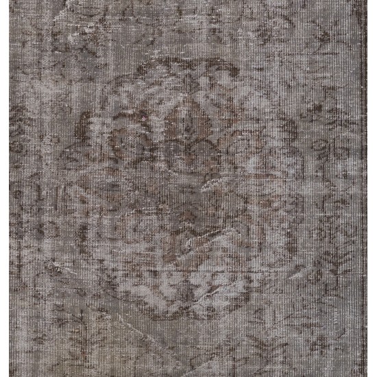 Gray Over-Dyed Rug for Modern Interiors. Handmade Vintage Turkish Carpet. 5.6 x 9 Ft (168 x 276 cm)