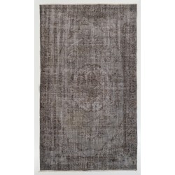 Gray Over-Dyed Rug for Modern Interiors. Handmade Vintage Turkish Carpet. 5.6 x 9 Ft (168 x 276 cm)
