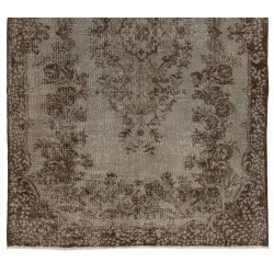 Gray Over-Dyed Rug for Modern Interiors. Handmade Vintage Turkish Carpet. 5.6 x 9.5 Ft (168 x 289 cm)