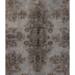 Gray Over-Dyed Rug for Modern Interiors. Handmade Vintage Turkish Carpet. 5.6 x 9.2 Ft (169 x 278 cm)