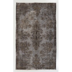 Gray Over-Dyed Rug for Modern Interiors. Handmade Vintage Turkish Carpet. 5.6 x 9.2 Ft (169 x 278 cm)