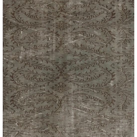 Gray Over-Dyed Rug for Modern Interiors. Handmade Vintage Turkish Carpet. 5.6 x 9 Ft (170 x 275 cm)