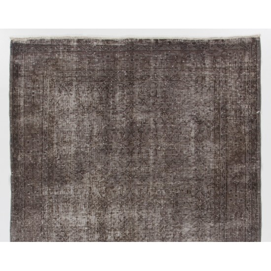 Gray Over-Dyed Rug for Modern Interiors. Handmade Vintage Turkish Carpet. 5.7 x 9.2 Ft (171 x 280 cm)
