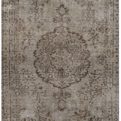 Gray Over-Dyed Rug for Modern Interiors. Mid-Century Vintage Turkish Carpet. 5.7 x 9.2 Ft (173 x 278 cm)