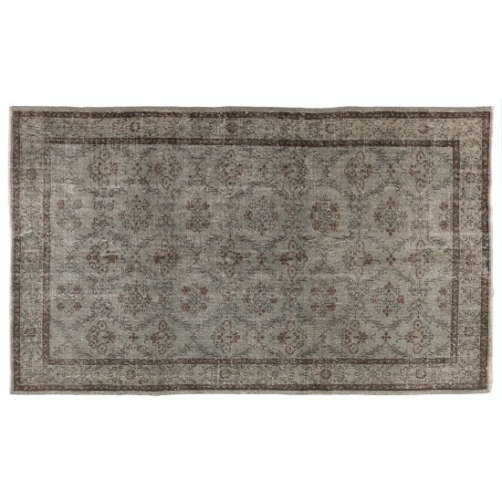One-of-a-kind Gray Over-Dyed Rug for Modern Interiors. Handmade Vintage Turkish Carpet. 5.7 x 9.4 Ft (173 x 285 cm)