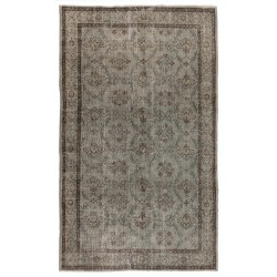 One-of-a-kind Gray Over-Dyed Rug for Modern Interiors. Handmade Vintage Turkish Carpet. 5.7 x 9.4 Ft (173 x 285 cm)