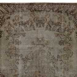 Gray Over-Dyed Rug for Modern Interiors. Handmade Vintage Turkish Carpet. 5.8 x 9.3 Ft (175 x 283 cm)