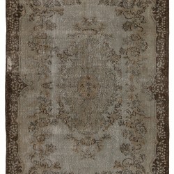 Gray Over-Dyed Rug for Modern Interiors. Handmade Vintage Turkish Carpet. 5.8 x 9.3 Ft (175 x 283 cm)