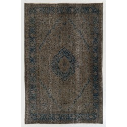 Brown Over-Dyed Rug for Modern Interiors. Mid-Century Vintage Turkish Carpet. 5.9 x 9 Ft (177 x 273 cm)
