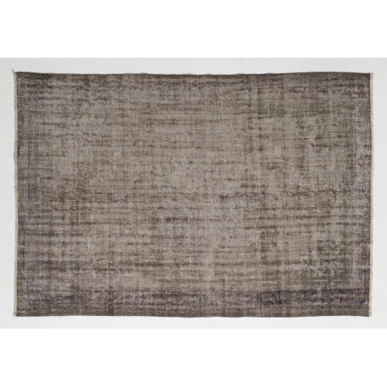 Distressed Gray Over-Dyed Rug for Modern Interiors. Handmade Vintage Turkish Carpet. 6 x 8.5 Ft (180 x 258 cm)