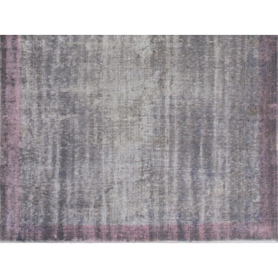 Distressed Gray Over-Dyed Rug for Modern Interiors. Handmade Vintage Turkish Carpet. 6 x 8.9 Ft (180 x 270 cm)