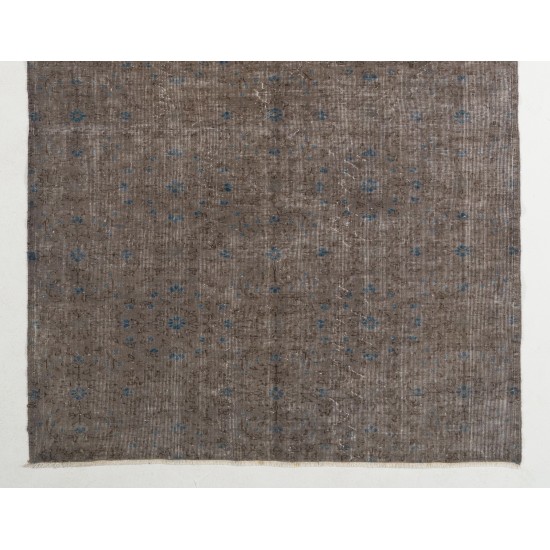 Gray Over-Dyed Rug for Modern Interiors. Handmade Vintage Turkish Carpet. 6 x 9.7 Ft (180 x 293 cm)