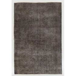 Gray Over-Dyed Rug for Modern Interiors. Mid-Century Vintage Turkish Carpet. 6 x 9 Ft (181 x 274 cm)