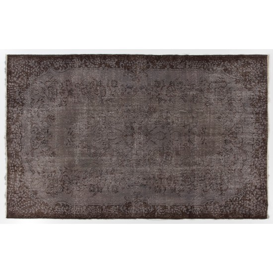 Gray Over-Dyed Rug for Modern Interiors. Mid-Century Vintage Turkish Carpet. 6 x 9.4 Ft (182 x 286 cm)