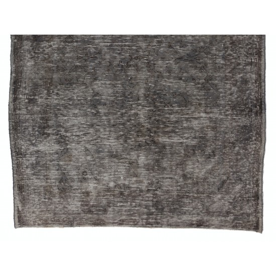 Gray Over-Dyed Rug for Modern Interiors. Mid-Century Vintage Turkish Carpet. 6 x 9 Ft (183 x 275 cm)