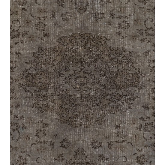 Gray Over-Dyed Rug for Modern Interiors. Mid-Century Vintage Turkish Carpet. 6 x 9.2 Ft (185 x 278 cm)