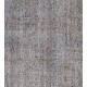Gray Over-Dyed Rug for Modern Interiors. Mid-Century Vintage Turkish Carpet. 6 x 10 Ft (185 x 305 cm)