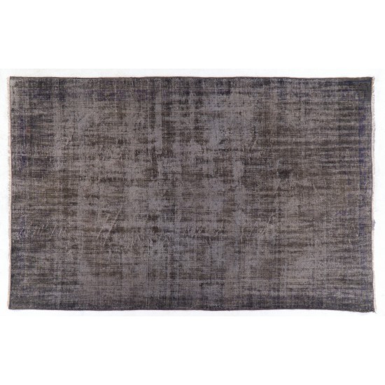 Distressed Gray Over-Dyed Rug for Modern Interiors. Handmade Vintage Turkish Carpet. 6.2 x 9.6 Ft (187 x 292 cm)