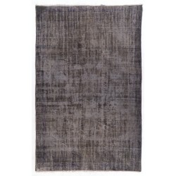 Distressed Gray Over-Dyed Rug for Modern Interiors. Handmade Vintage Turkish Carpet. 6.2 x 9.6 Ft (187 x 292 cm)