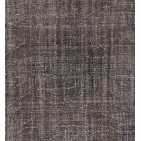 Gray Over-Dyed Rug for Modern Interiors. Handmade Vintage Turkish Carpet. 6.2 x 8.9 Ft (188 x 270 cm)
