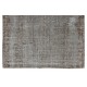 One-of-a-kind Gray Over-Dyed Rug for Modern Interiors. Handmade Vintage Turkish Carpet. 6.3 x 8.2 Ft (190 x 249 cm)