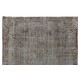 One-of-a-kind Gray Over-Dyed Rug for Modern Interiors. Handmade Vintage Turkish Carpet. 6.3 x 8.2 Ft (190 x 249 cm)